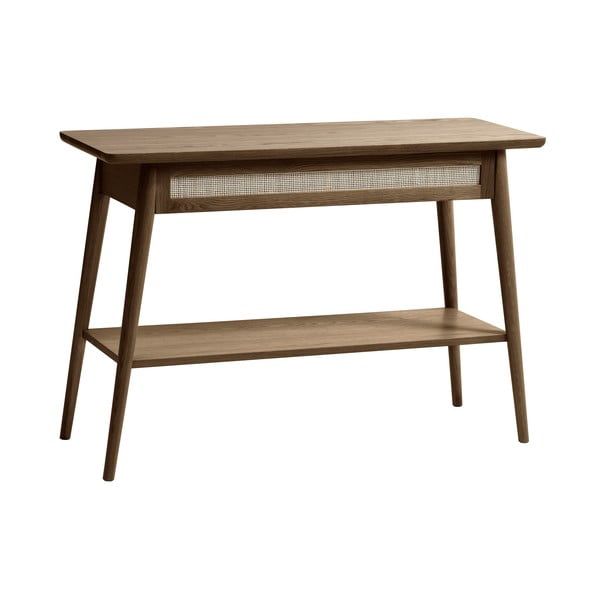 Barna konzolasztal tölgyfa dekoros asztallappal 40x110 cm Barrali – Unique Furniture-image-2