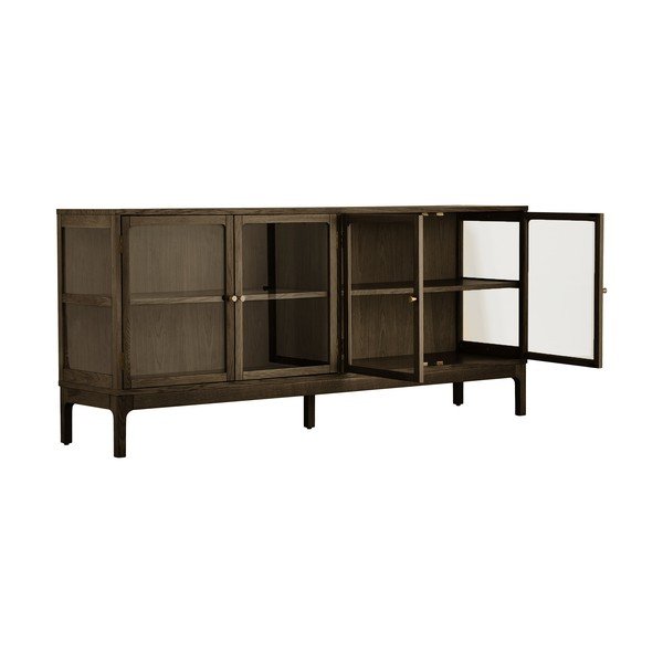 Sötétbarna tálalószekrény tölgyfa dekorral 180x80x40 cm Zamora – House Nordic-image-3