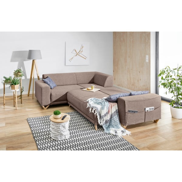 Barna kinyitható-tárolóhelyes sarokkanapé (bal oldali-L alakú) Classy Sophie – Miuform-image-4