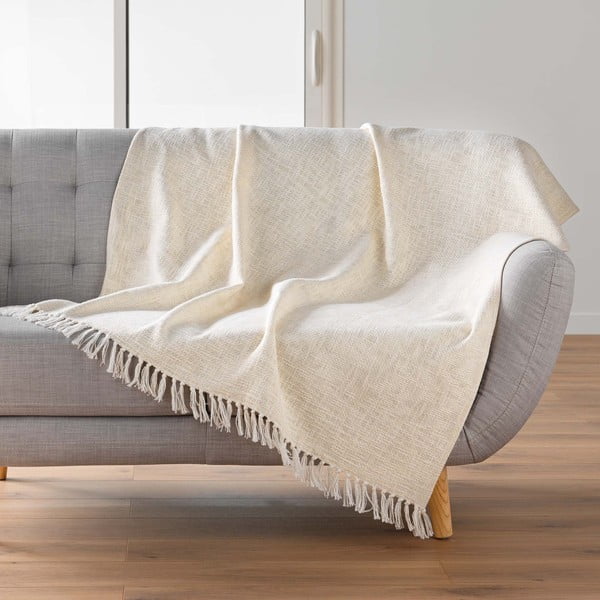 Krémszínű pamutkeverék takaró 125x150 cm Ziggy – douceur d'intérieur-image-1