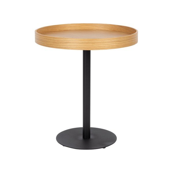 Kerek tárolóasztal tölgyfa dekoros asztallappal ø 40 cm Yuri S – White Label