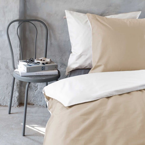 Fehér-bézs egyszemélyes-hosszabbított pamut-perkál ágyneműhuzat 140x220 cm Shades – Mette Ditmer Denmark-image-1