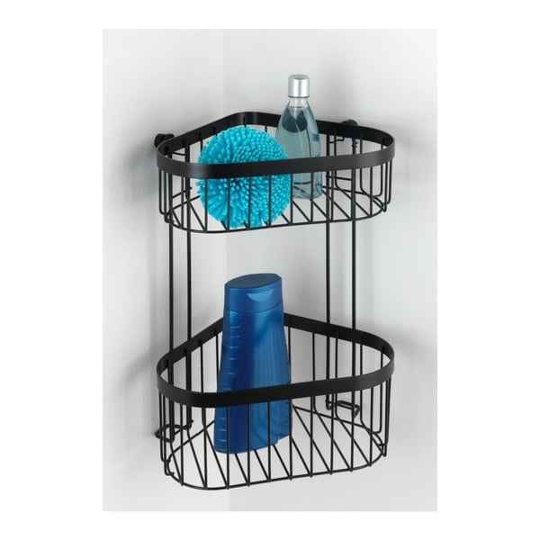 Classic Plus fekete kétszintes fali sarokkosár - Wenko-image-4