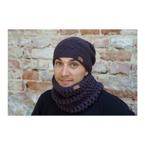 Plum sötétlila kézzel horgolt csősál - DOKE-image-2