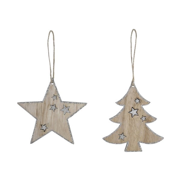 2 db-os csillag és fenyőfa formájú, karácsonyi függődísz szett - Ego Dekor