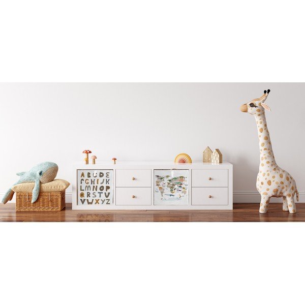 Fehér textil játéktároló doboz  32x32x32 cm Dino World Map – Butter Kings-image-1