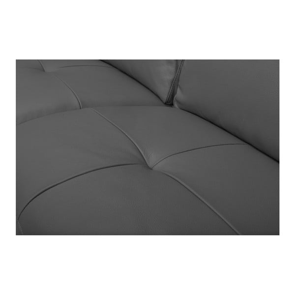 Viktor szürke kétszemélyes, állítható, bőr kanapé, szélesség 217 cm - Furnhouse-image-3