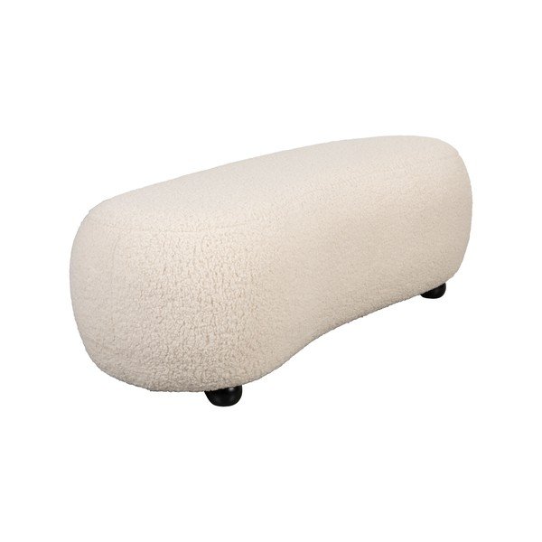 Krémszínű buklé párnázott pad Noxx – White Label-image-2