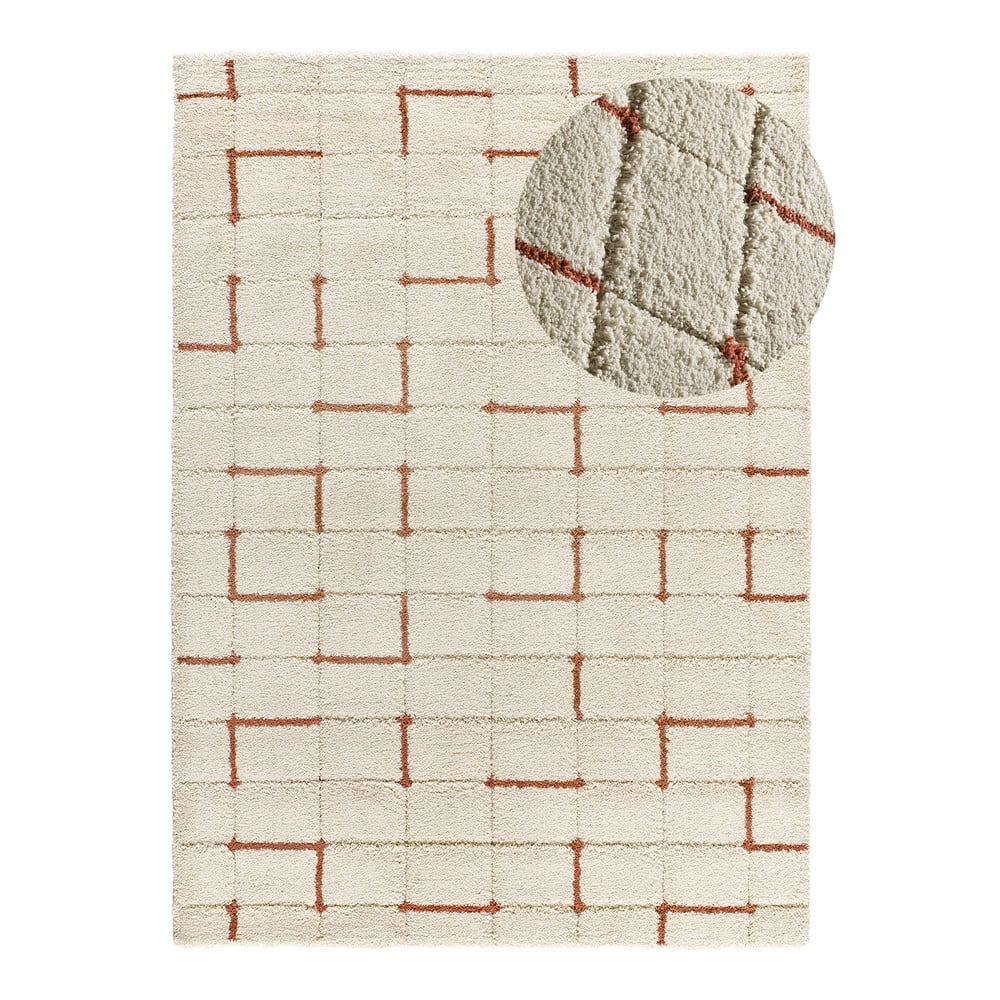 Téglavörös-krémszínű szőnyeg 133x190 cm Brenda – Universal
