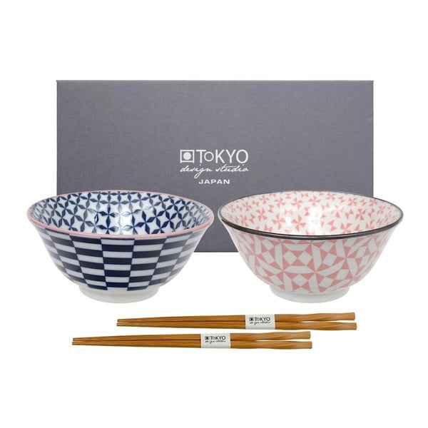 Geo Eclectic kék-rózsaszín 2 darabos készlet - Tokyo Design Studio