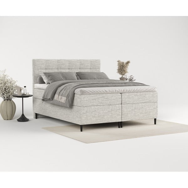 Világosszürke ágyneműtartós boxspring ágy 200x200 cm Urbaneo – Maison de Rêve-image-1