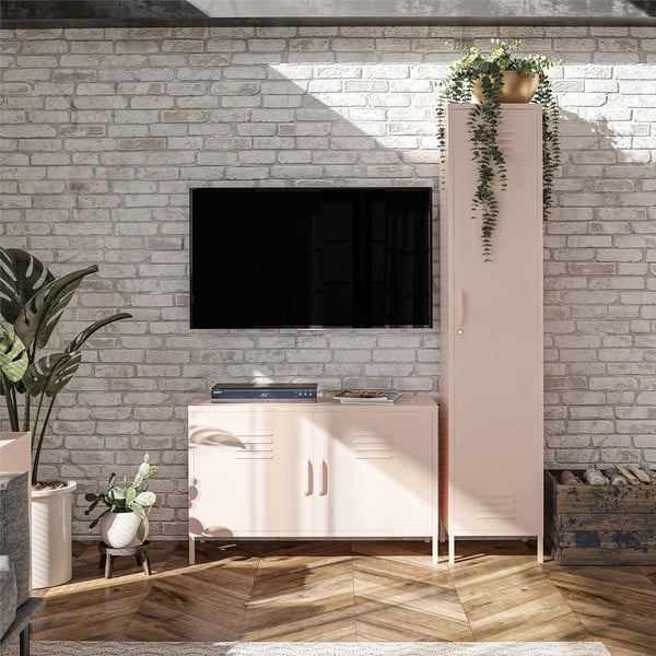 Rózsaszín fém szekrény 38x185x40 cm Mission District – Støraa-image-1