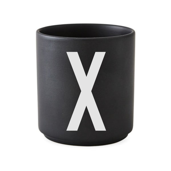Alphabet X fekete porcelánbögre, 250 ml - Design Letters