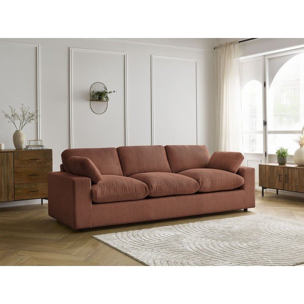 Narancssárga kordbársony kanapé 250 cm Belair – Bobochic Paris-image-1