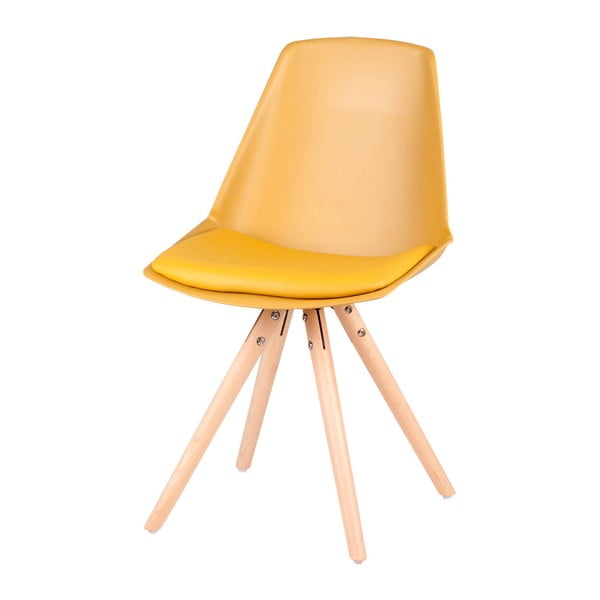 Bella 4 db sárga szék, bükkfa lábakkal - sømcasa
