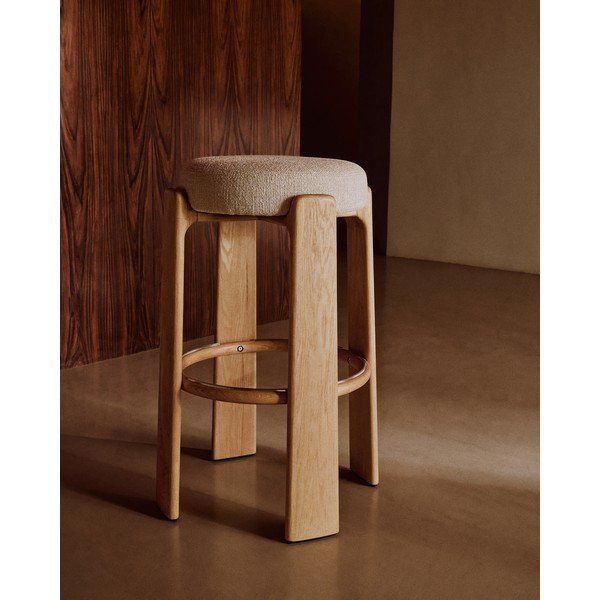 Bézs-világos natúr színű kőrisfa bárszék (ülésmagasság 75 cm) Granite – Kave Home-image-1