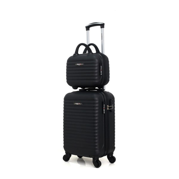 Marro fekete gurulós bőrönd és kisméretű kézipoggyász szett - Bluestar-image-1