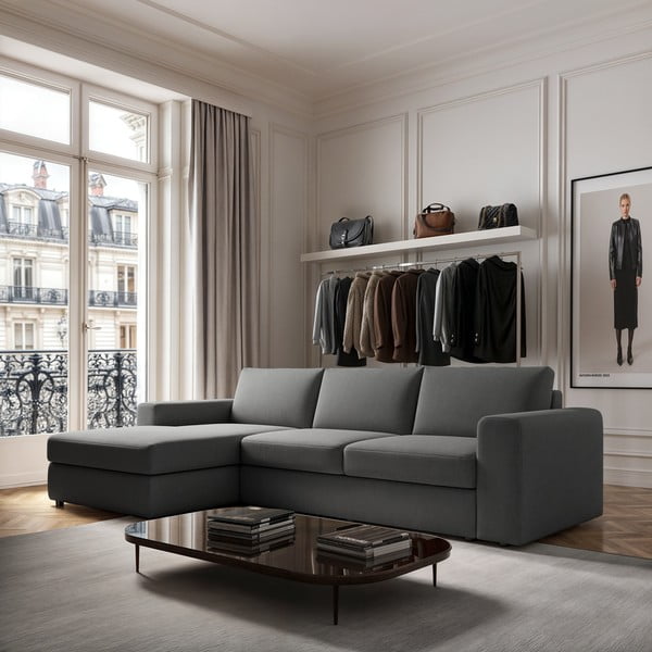 Szürke sarokkanapé (bal oldali-heverő résszel) Baga – Rodier-image-1