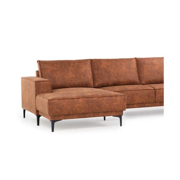 Konyakbarna bőrutánzat sarokkanapé (bal oldali) Copenhagen – Scandic-image-4