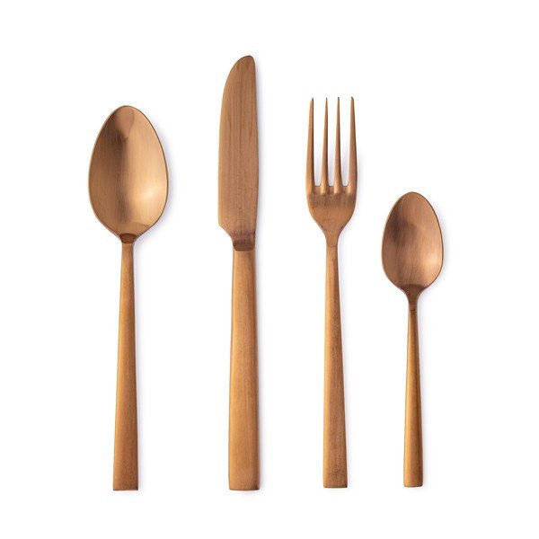 Rézszínű rozsdamentes acél négyszemélyes evőeszköz készlet 16 db-os Hestia – Bizzotto