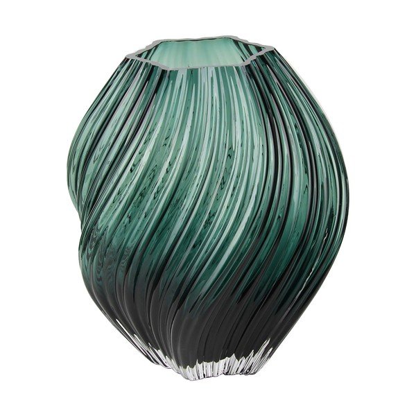 Sötétzöld üveg kézzel készített váza (magasság 23 cm) – House Nordic