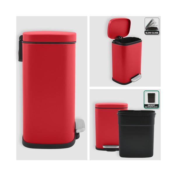 Piros acél pedálos szemetes 5 l   Akira – Spirella-image-3