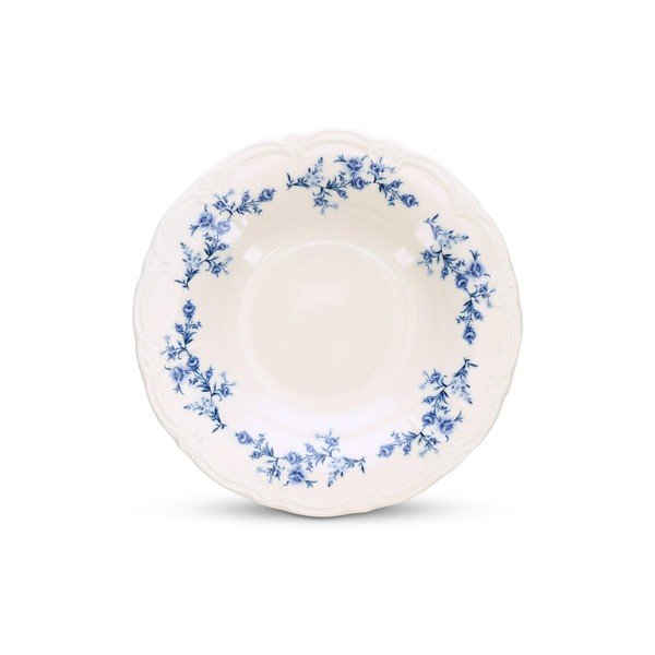 Fehér-kék mély porcelán tányér ø 23,5 cm Retro – BonBistro-image-2