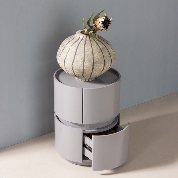 Világosszürke fényes éjjeliszekrény Lunex – WOOOD-image-1