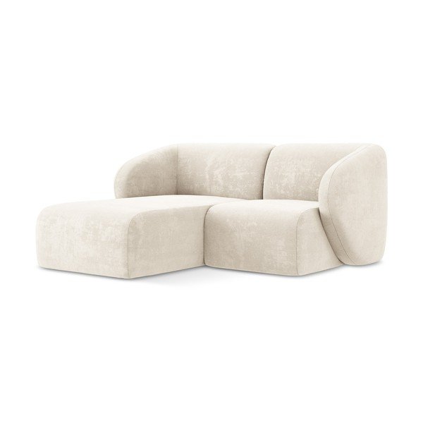 Bézs zsenília sarokkanapé (bal oldali-heverő résszel) Lani – Makamii-image-1