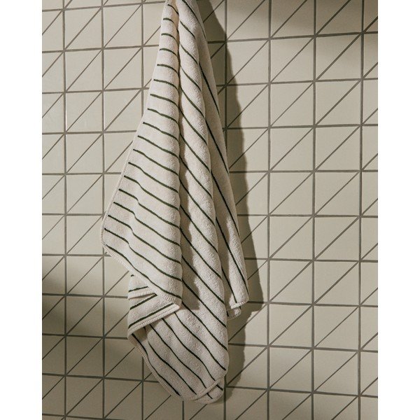 Zöld-bézs frottír pamut fürdőlepedő 70x140 cm Dorane – Kave Home-image-2