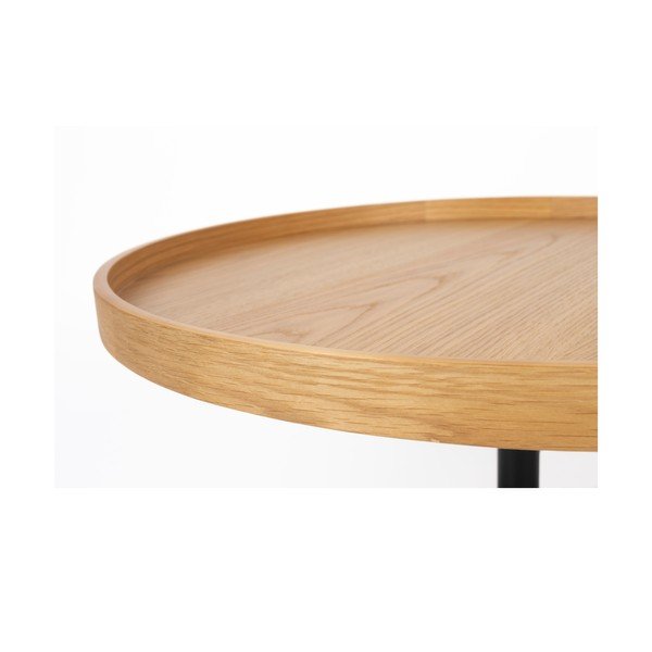 Natúr színű kerek dohányzóasztal tölgyfa dekoros asztallappal ø 70 cm Yuri L – White Label-image-3