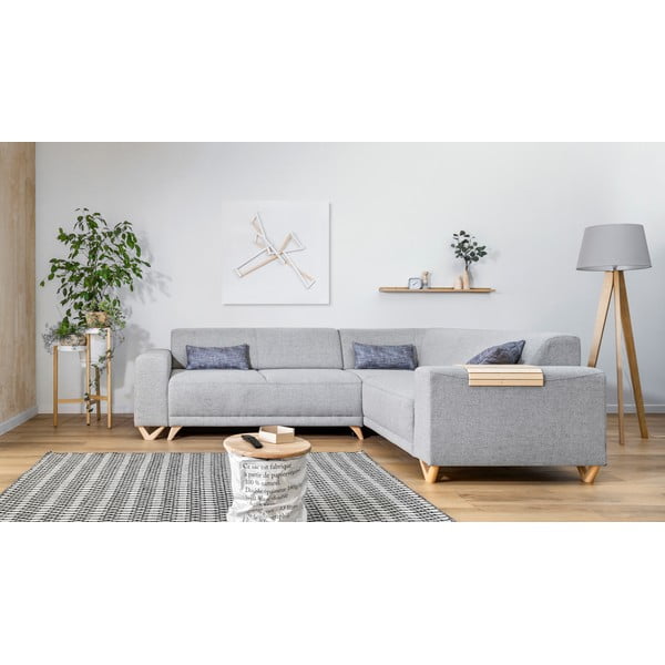 Világosszürke kinyitható-tárolóhelyes sarokkanapé (jobb oldali-L alakú) Classy Sophie – Miuform-image-1
