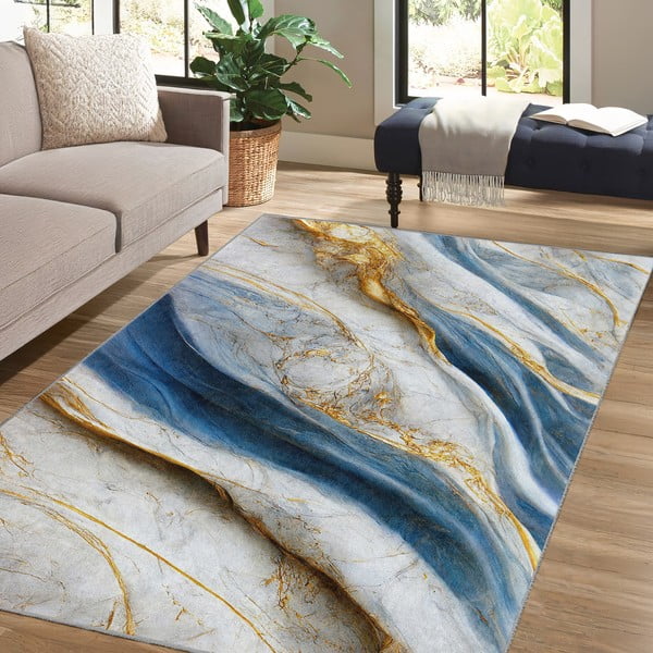 Kék mosható szőnyeg 80x150 cm Golden Spill – Mila Home-image-4