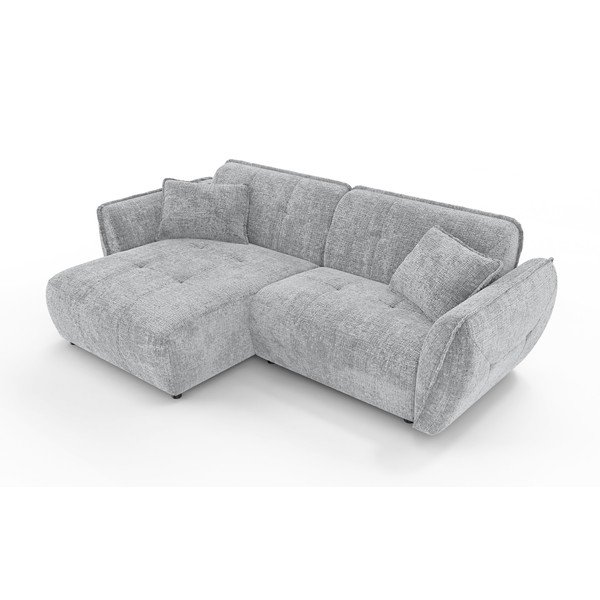 Világosszürke zsenília sarokkanapé (bal oldali-heverő résszel) Nelia – Ropez-image-2