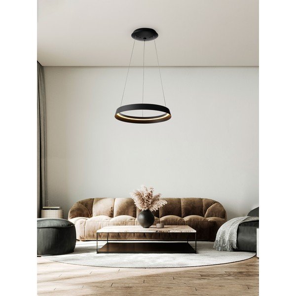 Matt fekete alumínium LED dimmelhető függőlámpa akrilüveg búrával ø 45 cm Ormi – Nova Luce-image-1