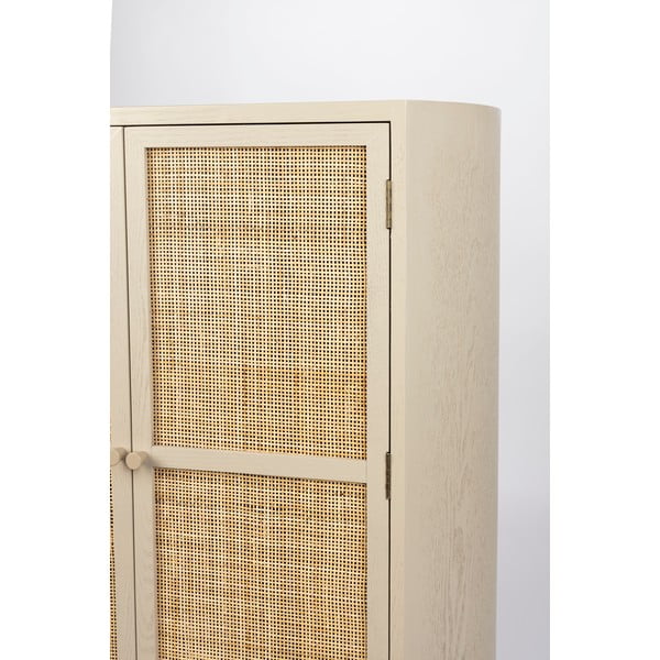 Krémszínű rattan szekrény 80x100 cm Amaya – White Label-image-4