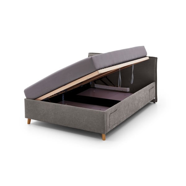 Szürke kárpitozott ágyneműtartós gyerekágy ágyráccsal 120x200 cm Fun – Meise Möbel-image-2