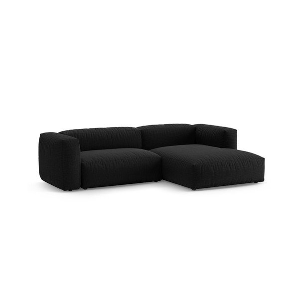 Fekete kinyitható moduláris sarokkanapé (jobb oldali-heverő résszel) – Micadoni -image-3