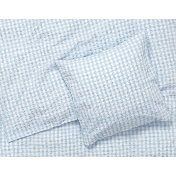 Fehér-világoskék egyszemélyes krepp ágyneműhuzat 140x200 cm Bæk&Bølge – JUNA-image-1