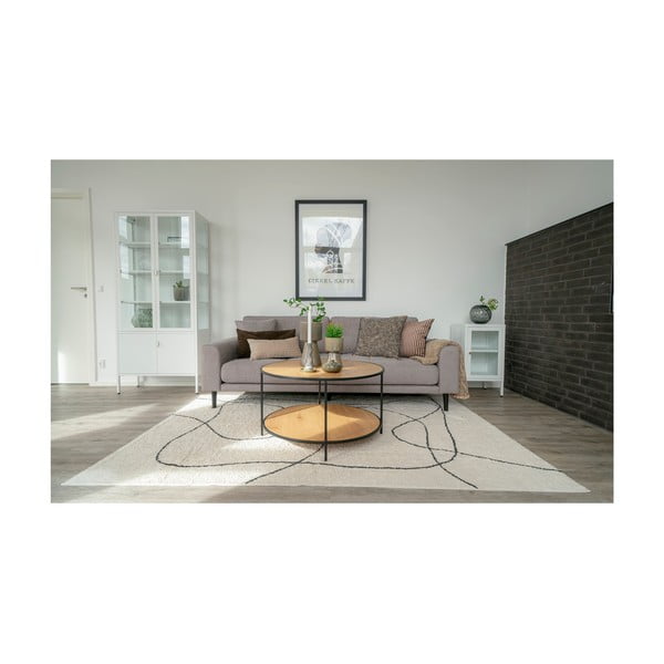 Natúr színű kerek dohányzóasztal tölgyfa dekoros asztallappal ø 80 cm Vita – House Nordic-image-4