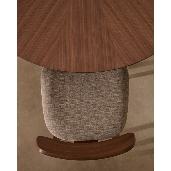 Kerek étkezőasztal diófa dekoros asztallappal ø 120 cm Naanim – Kave Home-image-1