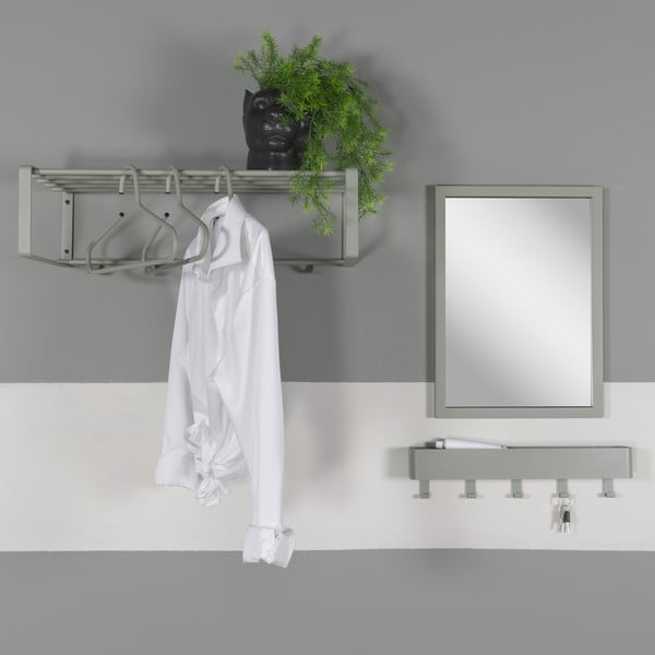 Szürkészöld fém fali fogas polccal 52 cm Dax Play – Spinder Design-image-1