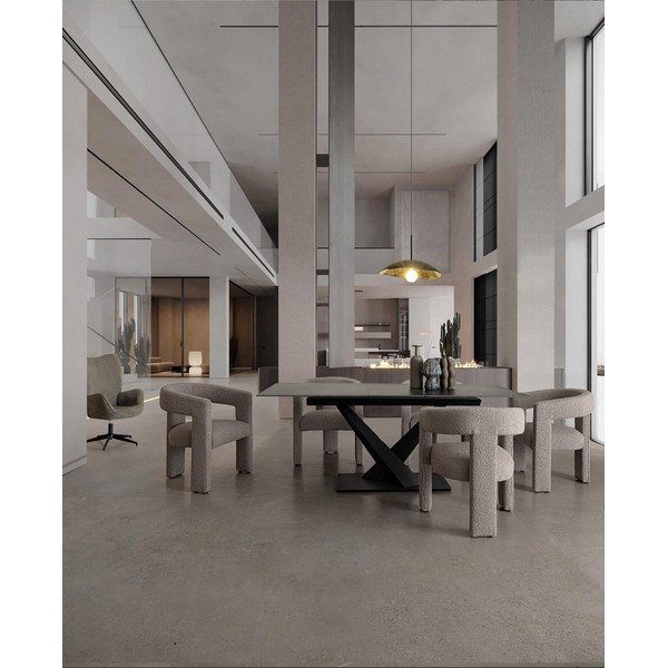 Világosszürke kárpitozott karfás étkezőfotel Arabella – Bizzotto-image-1
