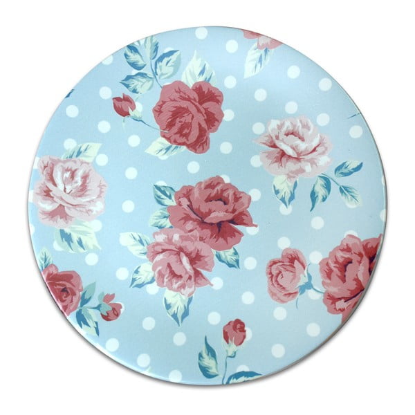 Roses világoskék kerámia tányér, ⌀ 26 cm