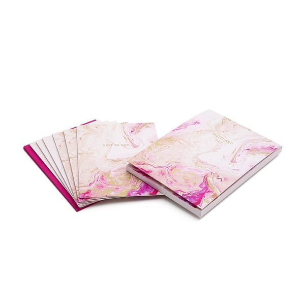 Quartz 6 db rózsaszín boríték és levélpapír ajándékdobozban - GO Stationery