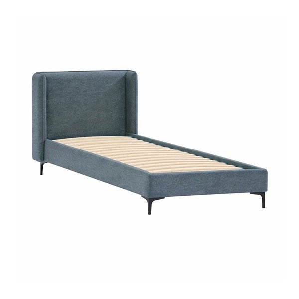 Kék kárpitozott egyszemélyes ágy ágyráccsal 90x200 cm Basti – Ropez