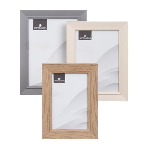 Barna-natúr színű álló-fali képkeret szett 3 db-os 14x19 cm – Casa Selección