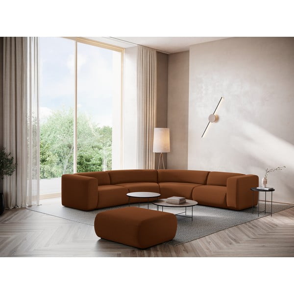 Narancssárga-barna bársony sarokkanapé Ekahi – Makamii-image-1