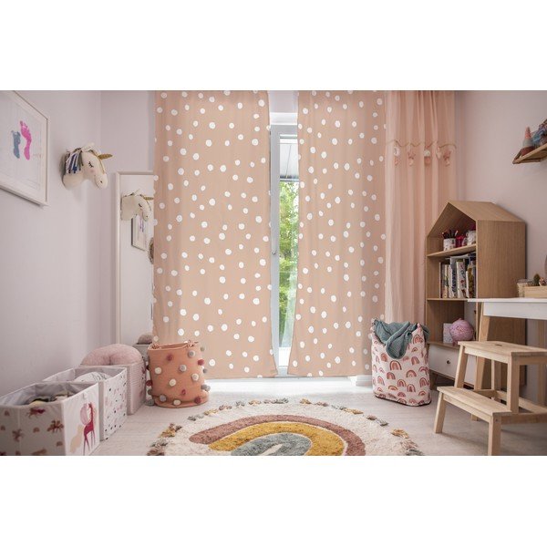 Narancssárga gyerekfüggöny 250x110 cm Dots from the Forest - Butter Kings-image-1