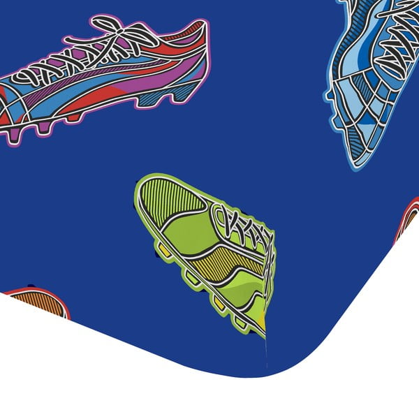 Kék gumis kétszemélyes gyerek lepedő 135x190 cm Bright Football – Catherine Lansfield